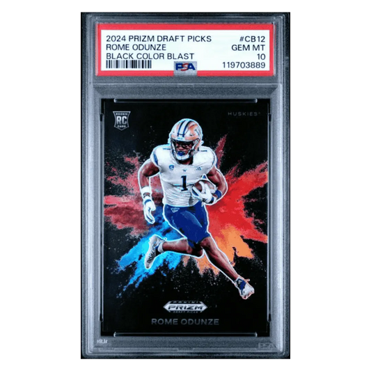 Rome Odunze PSA 10 2024 Panini Prizm Draft Picks Black Color Blast Case Hit Rookie RC Card #CB12