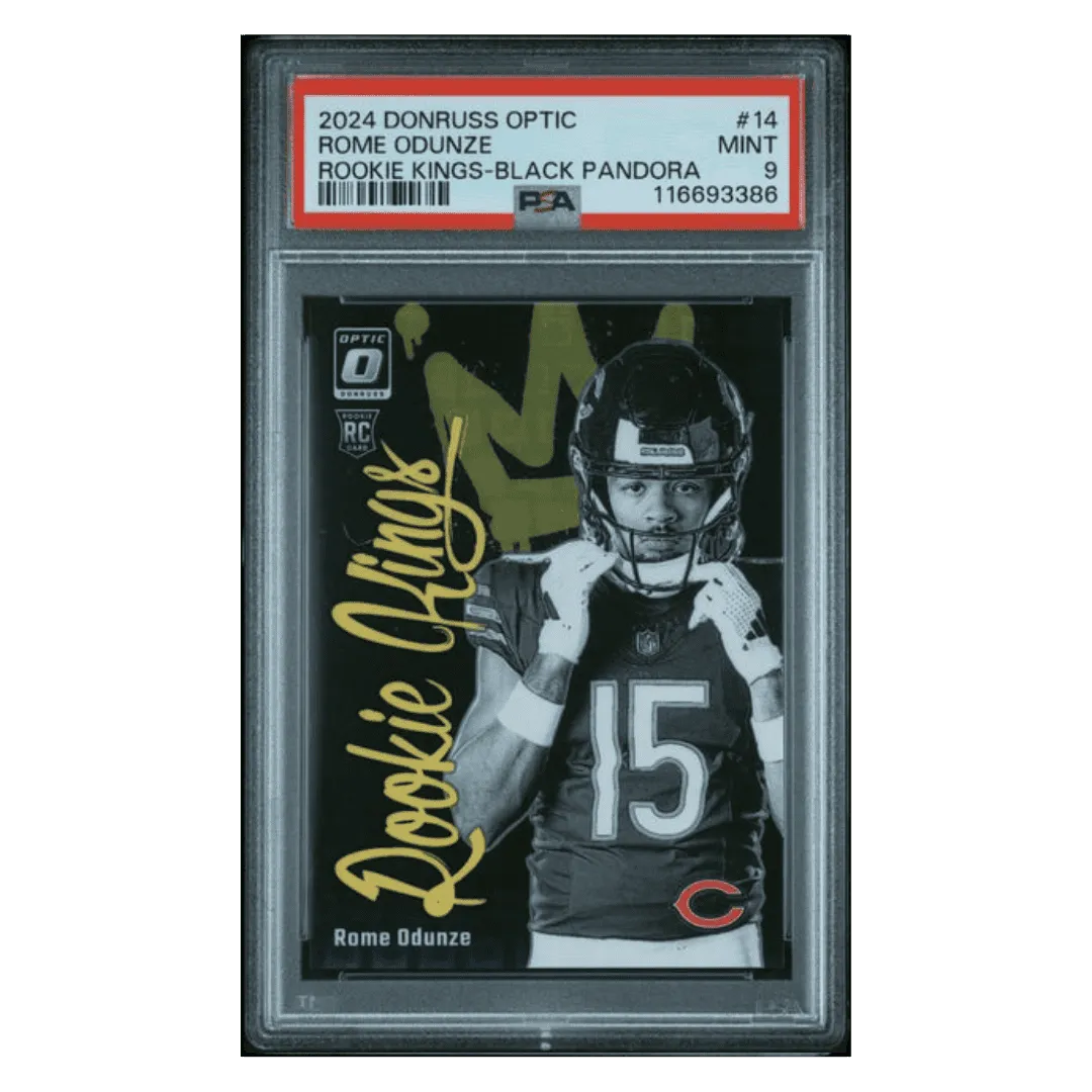 Rome Odunze PSA 9 2024 Panini Donruss Optic Rookie Kings Black Pandora #d/ 25 Card #14