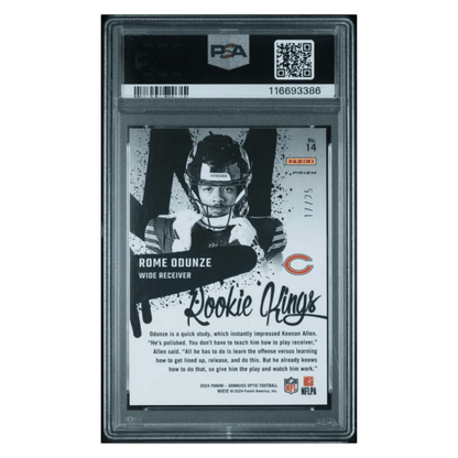 Rome Odunze PSA 9 2024 Panini Donruss Optic Rookie Kings Black Pandora #d/ 25 Card #14