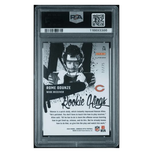 Rome Odunze PSA 9 2024 Panini Donruss Optic Rookie Kings Black Pandora #d/ 25 Card #14