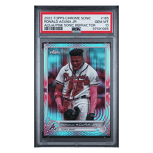Ronald Acuna Jr PSA 10 2022 Topps Chrome Sonic Aqua/ Pink Sonic Refractor #d/ 199 Card #165