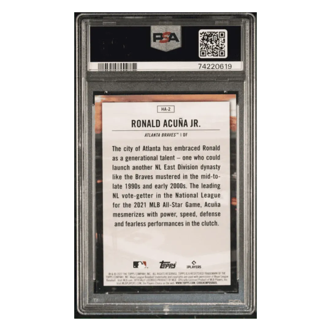 Ronald Acuna Jr PSA 10 2022 Topps Home Field Advantage Card #HA2