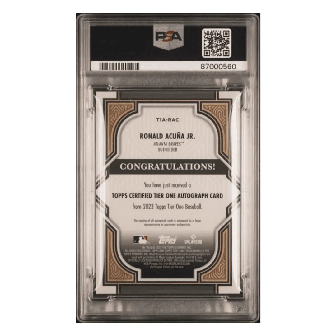 Ronald Acuna Jr PSA 10 2023 Topps Certified Tier One Autograph #d/75 Card #T1ARAC