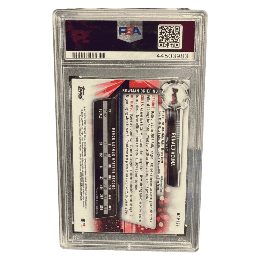 Ronald Acuna PSA 10 2017 Topps Bowman Prospects Chrome Card #BCP127