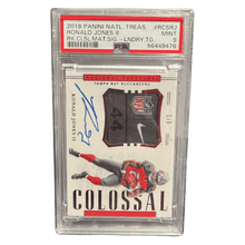 Ronald Jones II PSA 9 2018 Panini National Treasures Rookie Colossal Materials Signature Laundry Tag #1/5 Card #RCSRJ