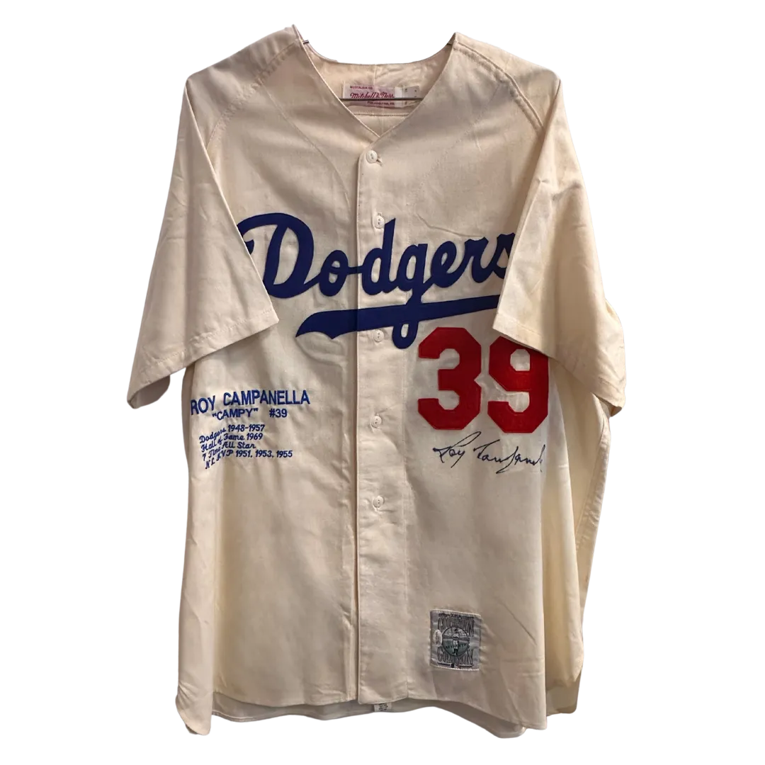 Roy Campanella Brooklyn Dodgers Autographed Cooperstown Collection Stat Jersey - JSA LOA