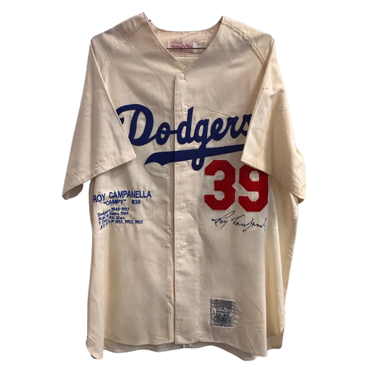 Roy Campanella Brooklyn Dodgers Autographed Cooperstown Collection Stat Jersey - JSA LOA
