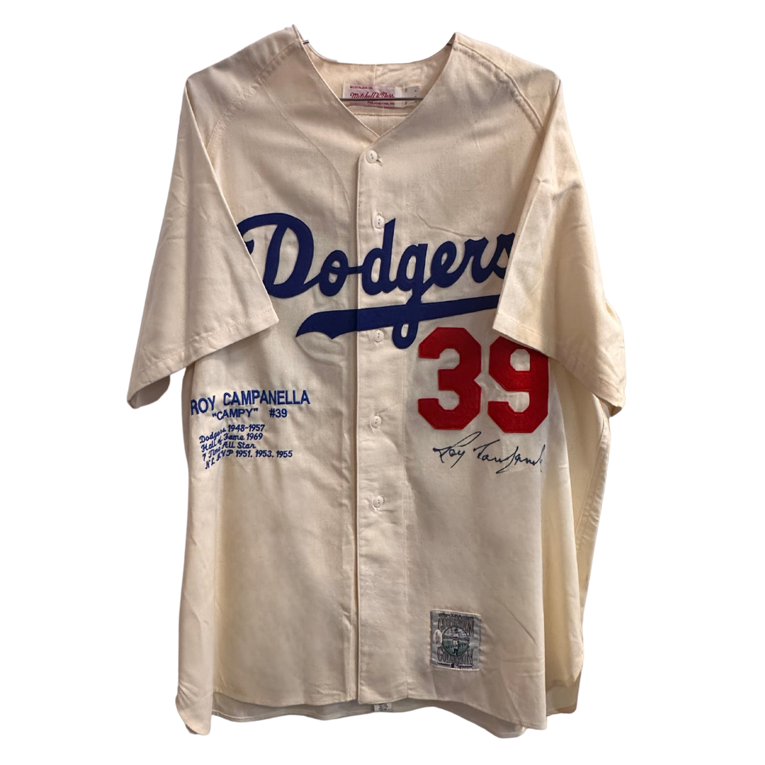 Roy Campanella Brooklyn Dodgers Autographed Cooperstown Collection Stat Jersey - JSA LOA