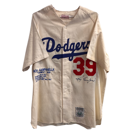 Roy Campanella Brooklyn Dodgers Autographed Cooperstown Collection Stat Jersey - JSA LOA