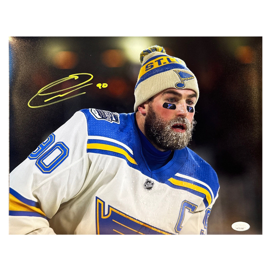Ryan O'Reilly St Louis Blues Autographed 2022 Winter Classic Frozen Beard 11x14 Photo - JSA COA