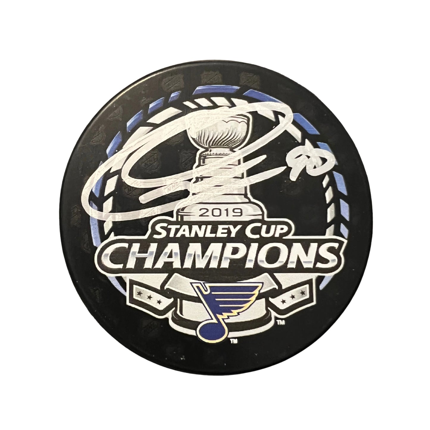 Ryan O'Reilly St Louis Blues Autographed 2019 Stanley Cup Champions Logo Puck - Beckett COA