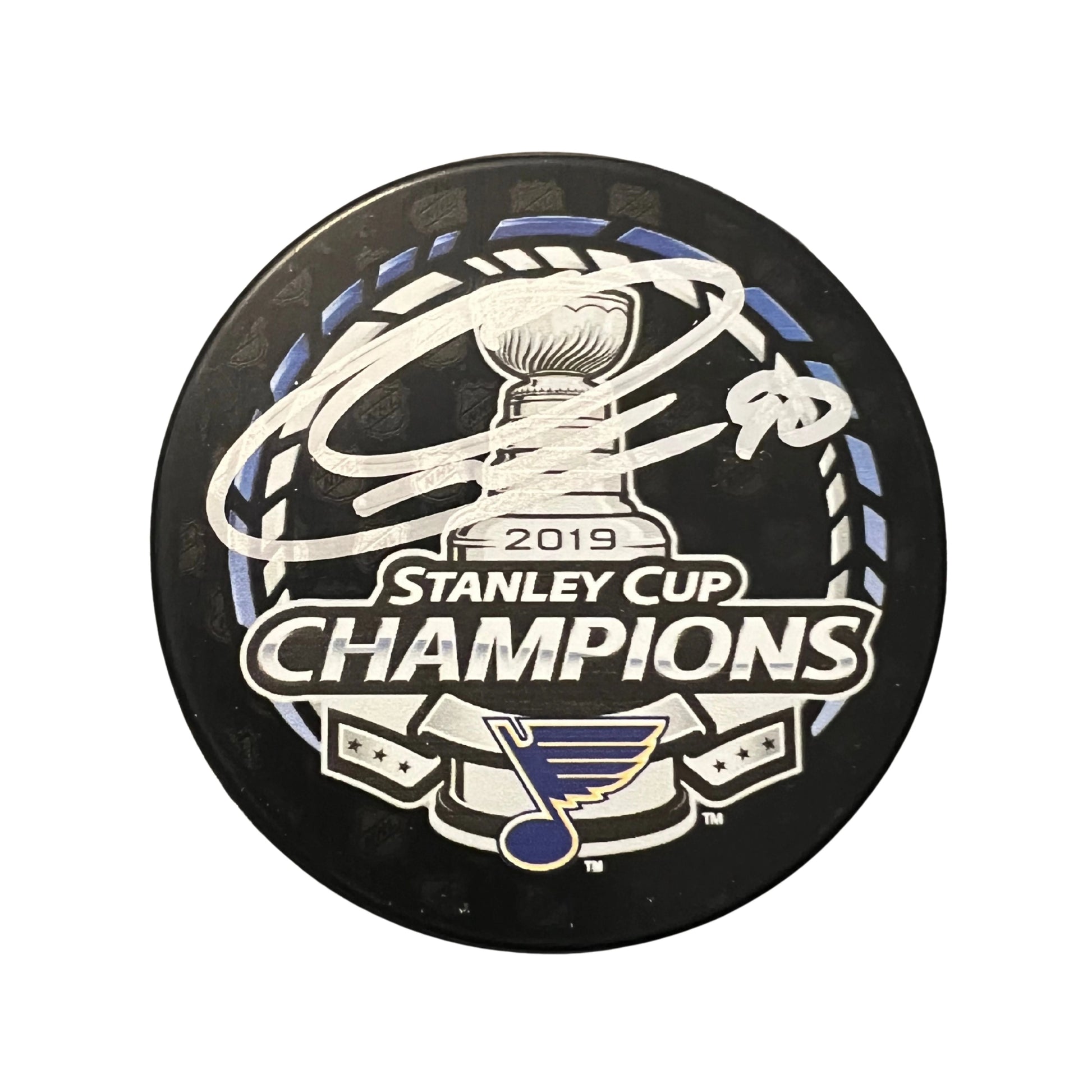 Ryan O'Reilly St Louis Blues Autographed 2019 Stanley Cup Champions Logo Puck - Beckett COA