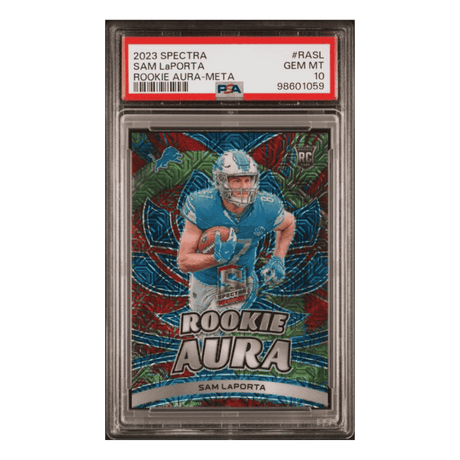 Sam LaPorta PSA 10 2023 Panini Spectra Rookie Aura - Meta #d/25 Card #RASL