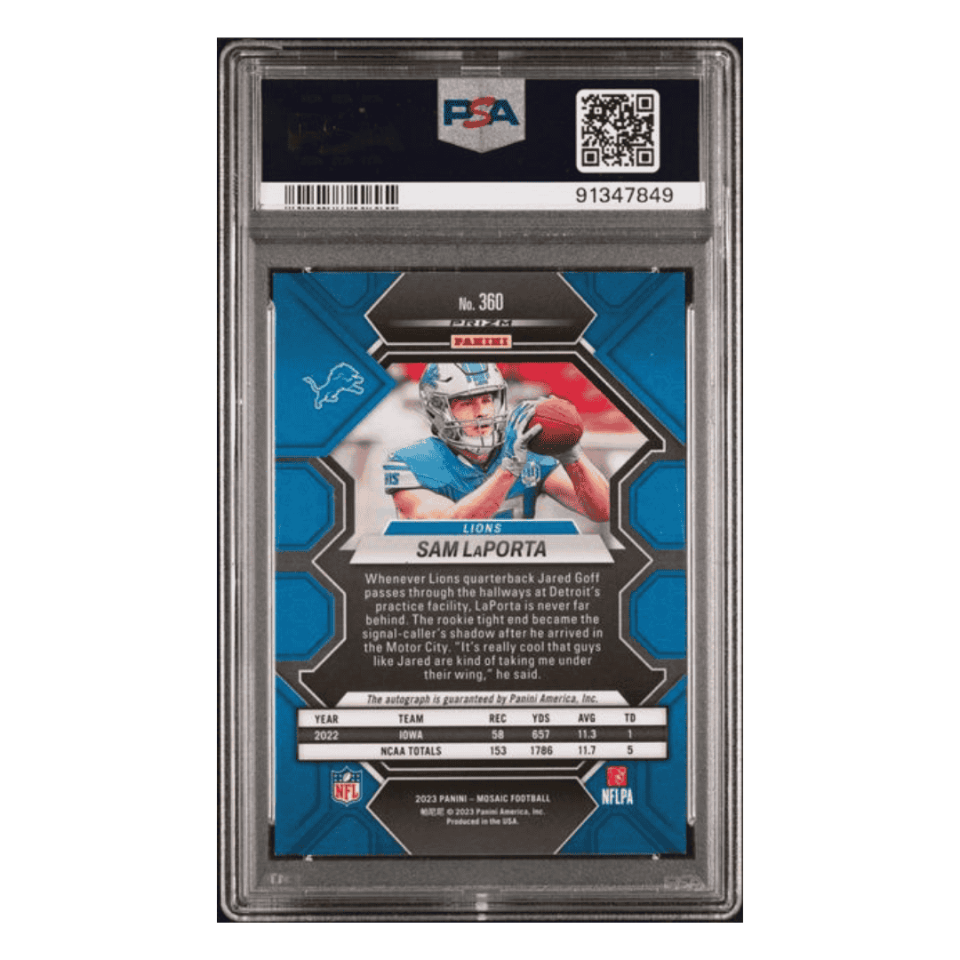 Sam LaPorta PSA 9 2023 Panini Mosaic Autograph Rookie RC Card #360