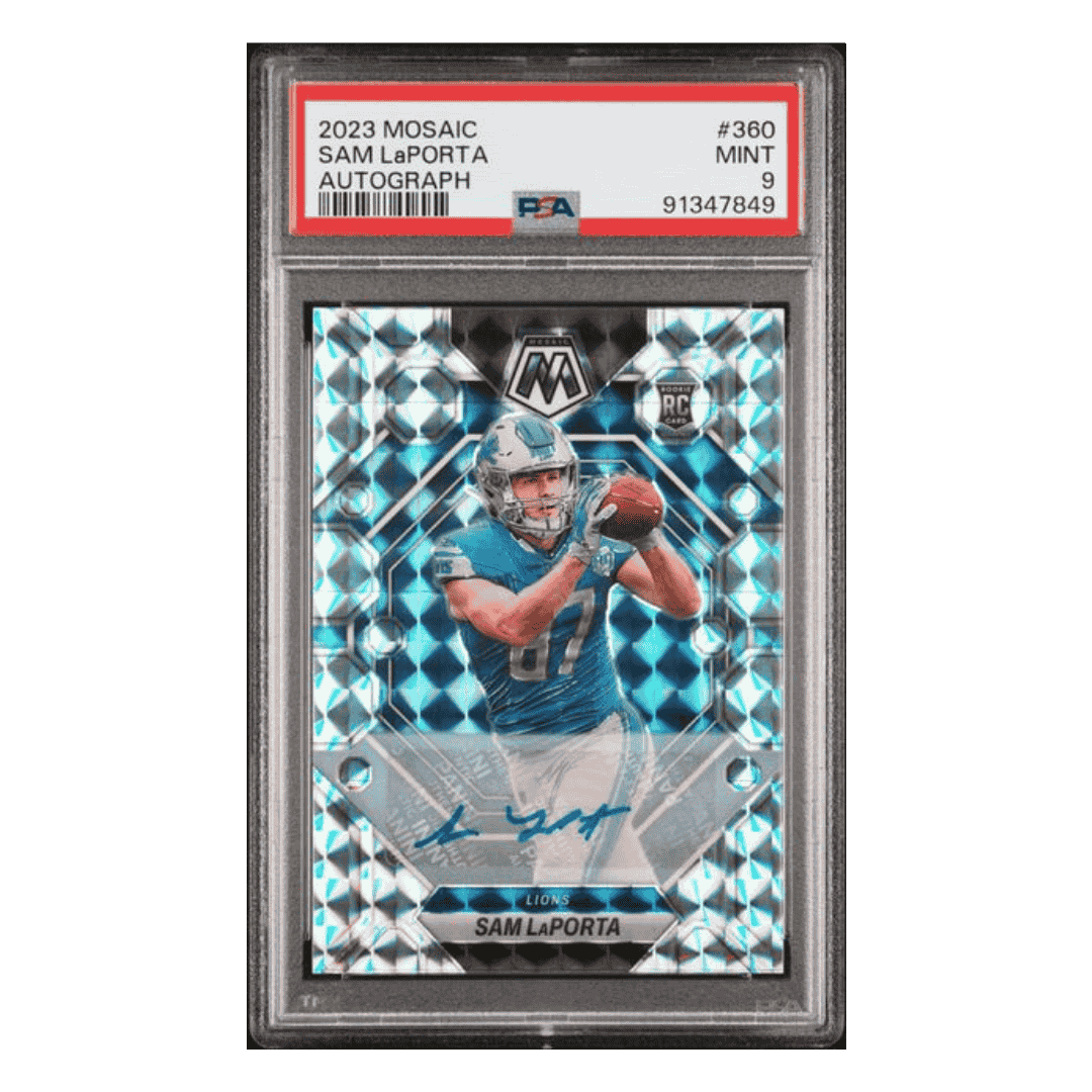 Sam LaPorta PSA 9 2023 Panini Mosaic Autograph Rookie RC Card #360