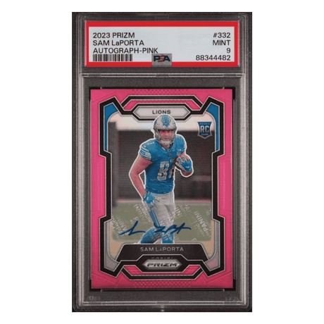 Sam LaPorta PSA 9 2023 Panini Prizm Autograph Pink Card #332