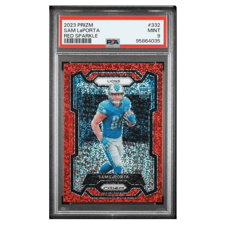 Sam LaPorta PSA 9 2023 Panini Prizm Red Sparkle Rookie RC Card #332