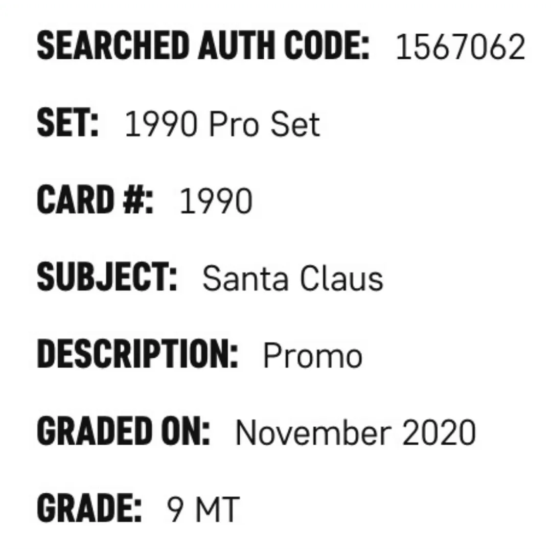 Santa Claus SGC 9 1990 Pro Set Promo Card #1990