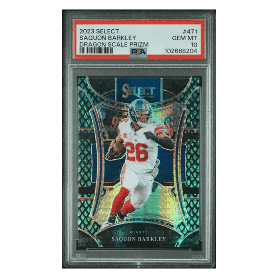 Saquon Barkley PSA 10 2023 Panini Select Dragon Scale Prizm Card #471
