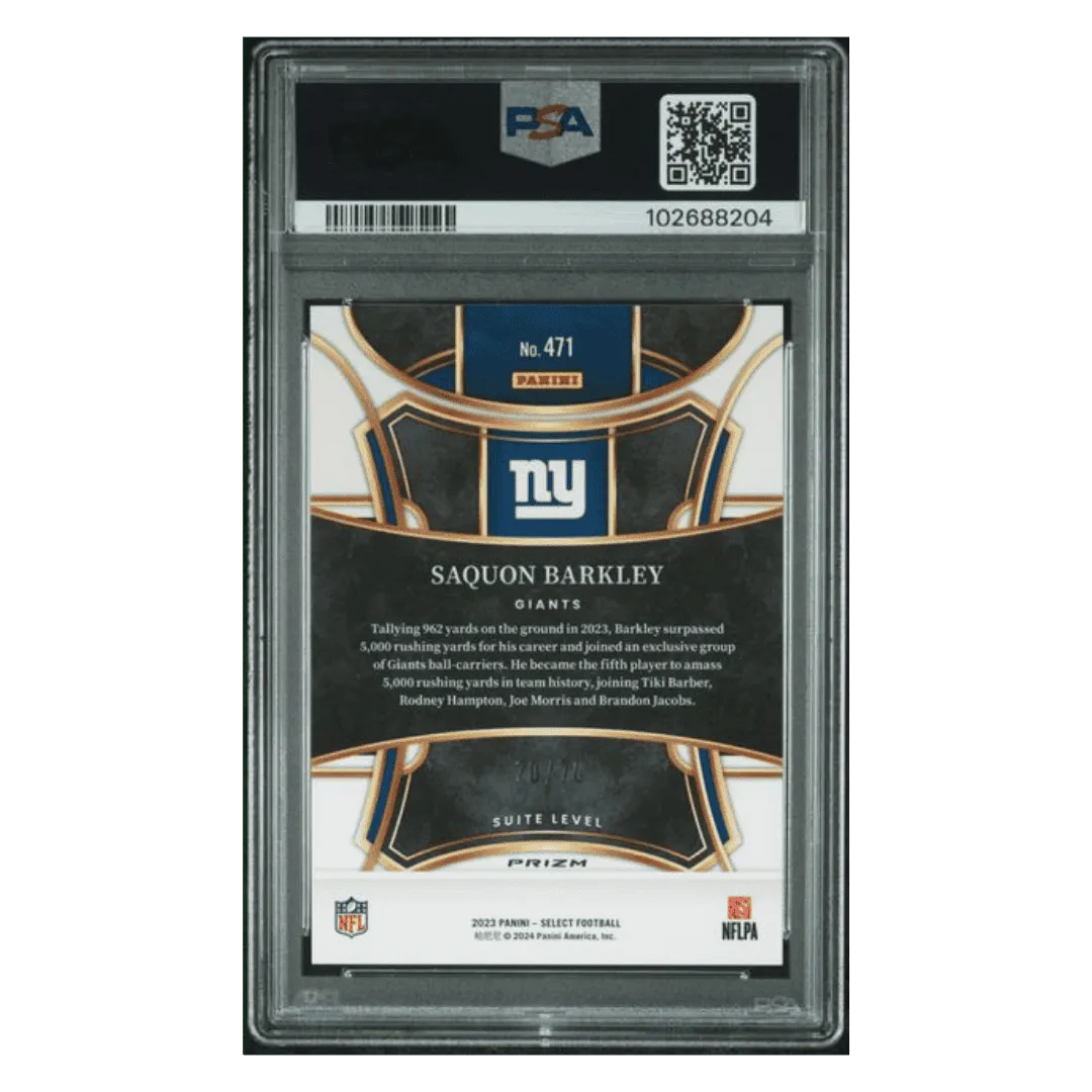 Saquon Barkley PSA 10 2023 Panini Select Dragon Scale Prizm Card #471