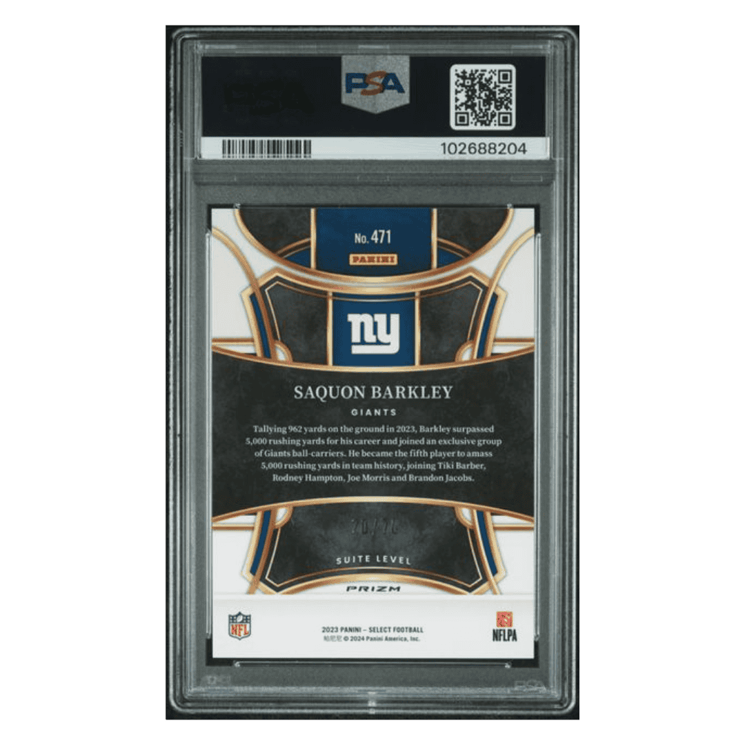 Saquon Barkley PSA 10 2023 Panini Select Dragon Scale Prizm Card #471