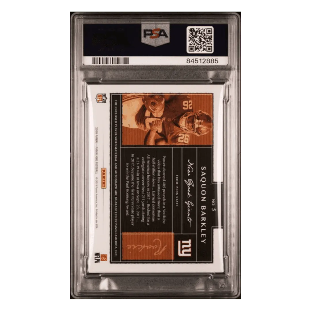 Saquon Barkley PSA 9 2018 Panini One Patch Autograph Bronze #49/ 49 Card #5