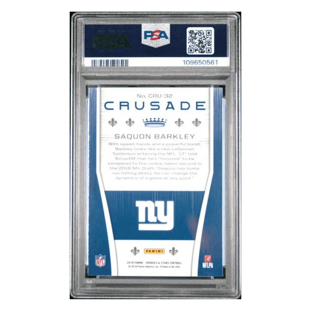 Saquon Barkley PSA 9 2018 Panini Rookies & Stars Crusade Card #CRU32