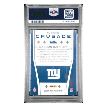Saquon Barkley PSA 9 2018 Panini Rookies & Stars Crusade Card #CRU32