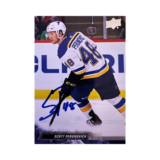Scott Perunovich Autographed 2022-2023 Upper Deck Series 2 Hockey Card