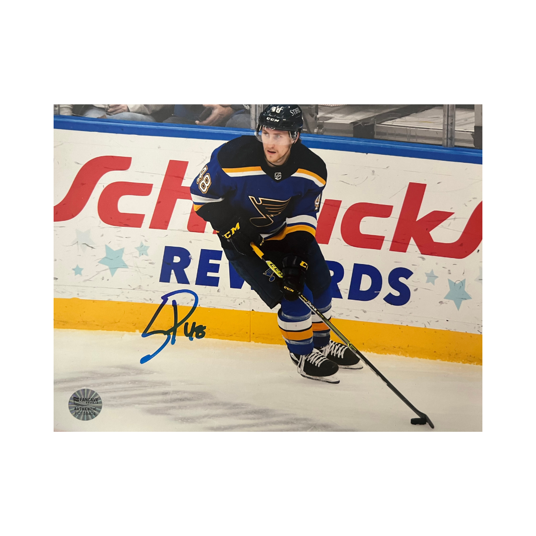 Scott Perunovich St Louis Blues Autographed Home Skating 8x10 Photo - Fan Cave COA