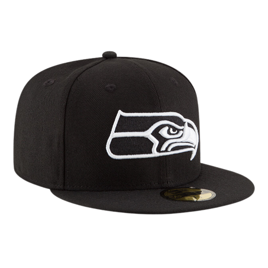 Seattle Seahawks Black And White 59FIFTY Fitted Hat