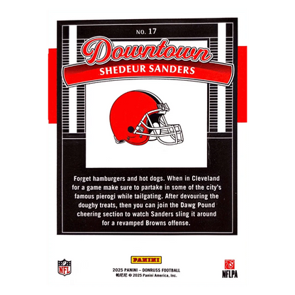 Shedeur Sanders 2025 Panini Donruss Downtown Rookie RC Card #17