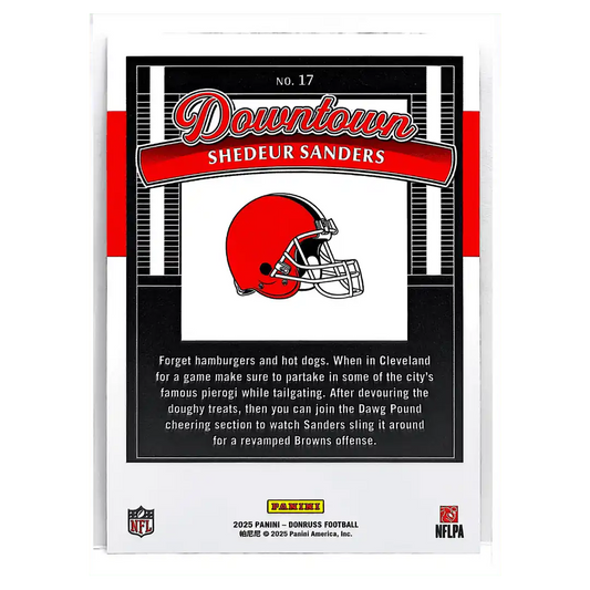 Shedeur Sanders 2025 Panini Donruss Downtown! Rookie RC Card #17