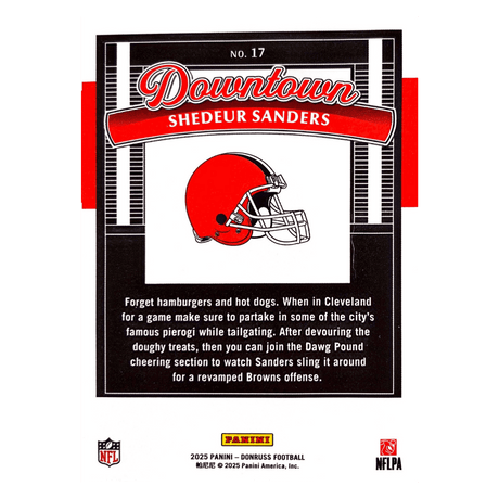 Shedeur Sanders 2025 Panini Donruss Downtown Rookie RC Card #17