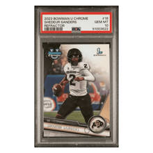 Shedeur Sanders PSA 10 2023 Topps Bowman University Chrome Refractor Card #16