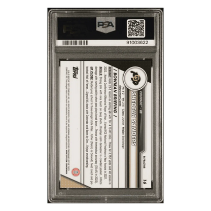 Shedeur Sanders PSA 10 2023 Topps Bowman University Chrome Refractor Card #16