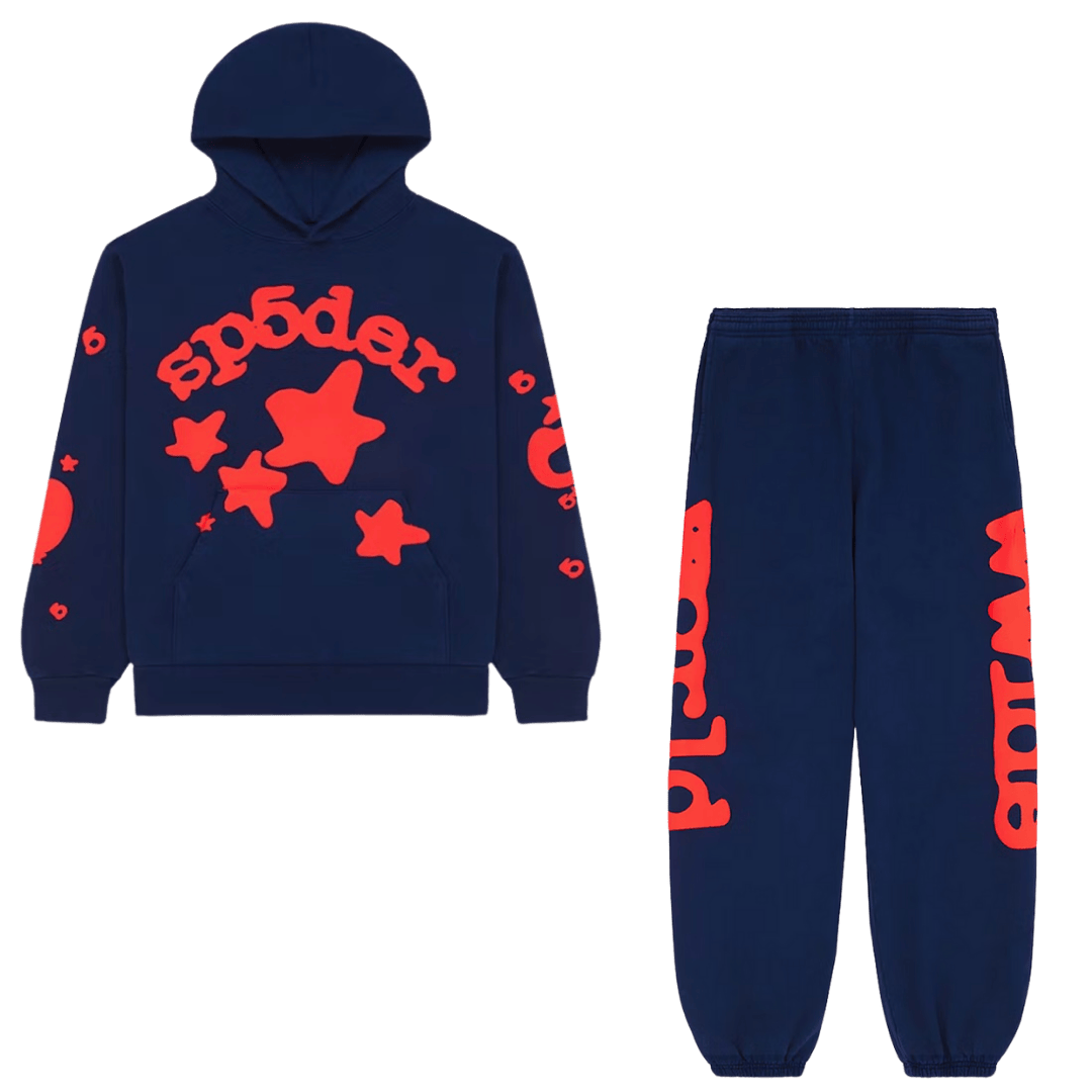 Sp5der Beluga Hoodie & Sweatpant Full Set- Navy
