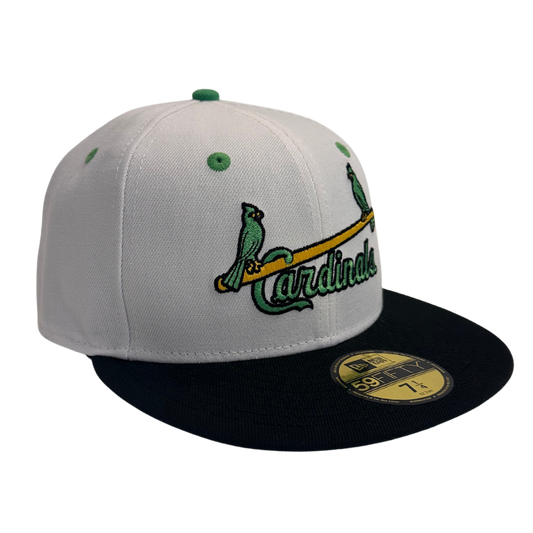 St Louis Cardinals Bird On Bat Green and White Custom 59FIFTY Fitted Hat