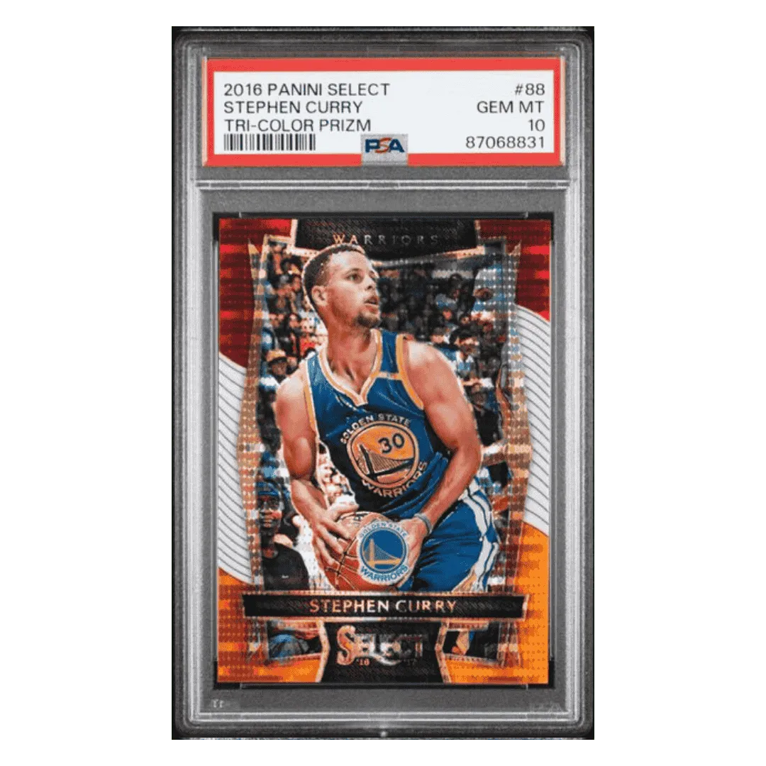 Steph Curry PSA 10 2016 Panini Select Tri Color Prizm Card #88