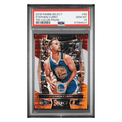 Steph Curry PSA 10 2016 Panini Select Tri Color Prizm Card #88