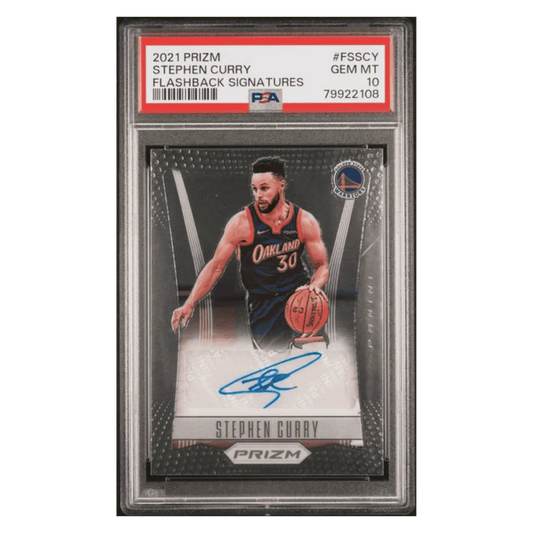 Steph Curry PSA 10 2021 Panini Prizm Flashback Signatures Card #FSSCY