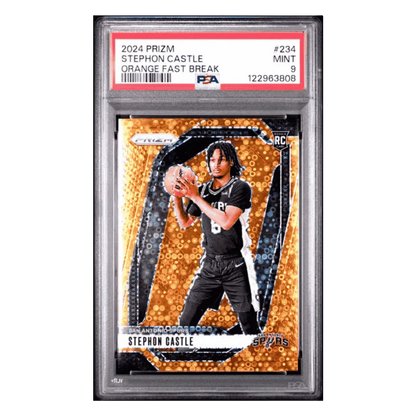 Stephon Castle PSA 9 2024 Panini Prizm Orange Fast Break Rookie RC #d/ 125 Card #234