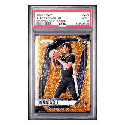 Stephon Castle PSA 9 2024 Panini Prizm Orange Fast Break Rookie RC #d/ 125 Card #234