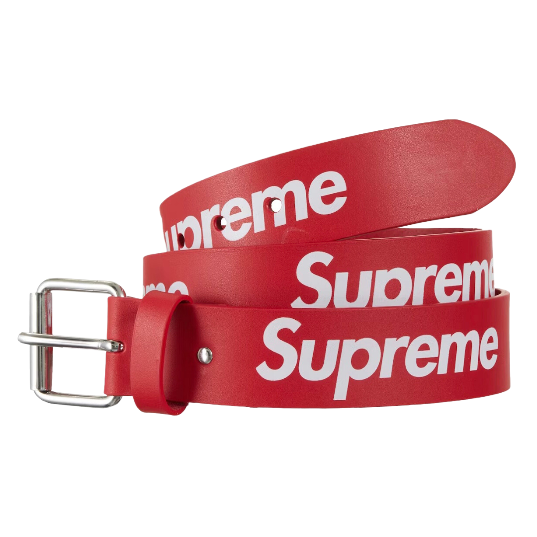 Supreme Repeat Leather Belt - Red