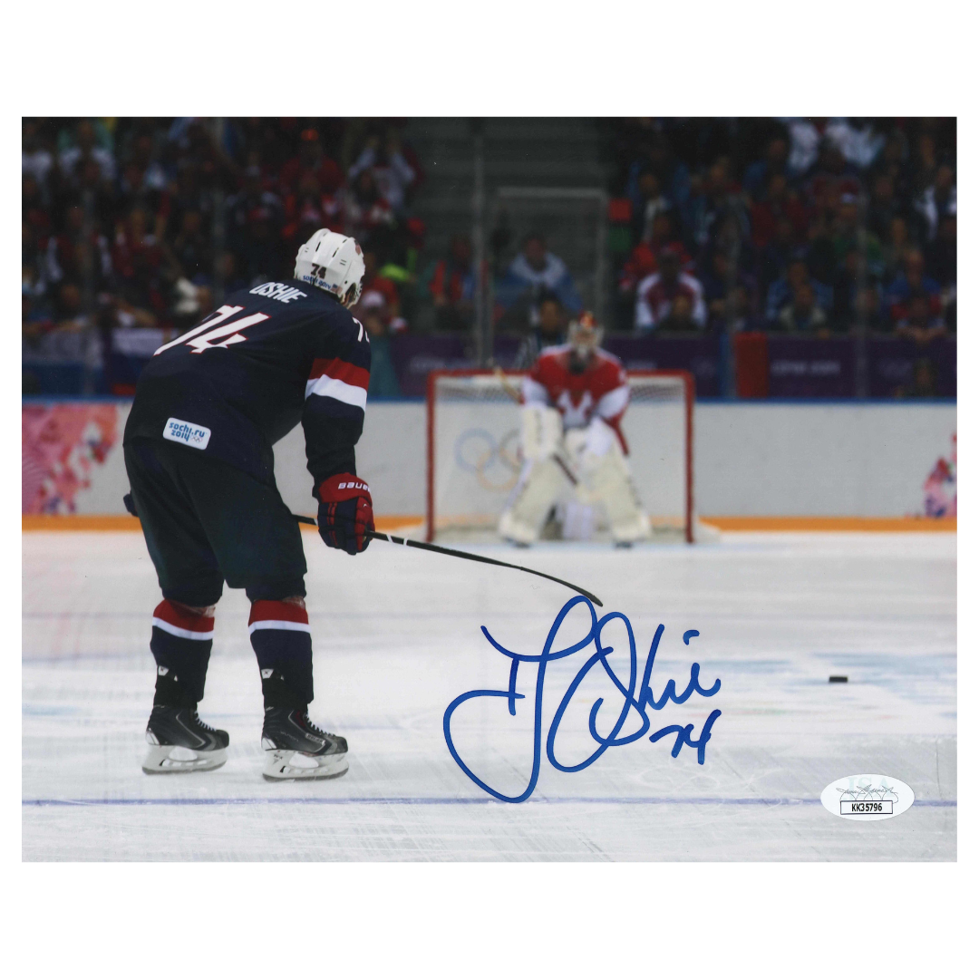 TJ Oshie St Louis Blues Autographed Sochi 2014 Olympics Photo - JSA COA