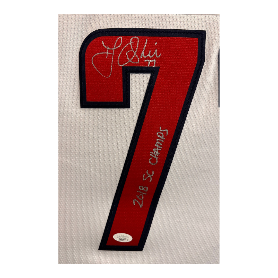 TJ Oshie Washington Capitals Autographed Fanatics Away Jersey with Stanley Cup Patch & Inscription - JSA COA