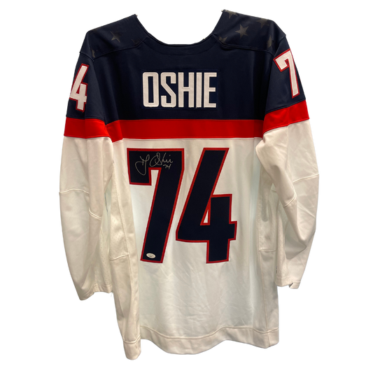 TJ Oshie Washington Capitals/St Louis Blues Autographed Nike IIHF USA 2014 Olympics Jersey - JSA COA
