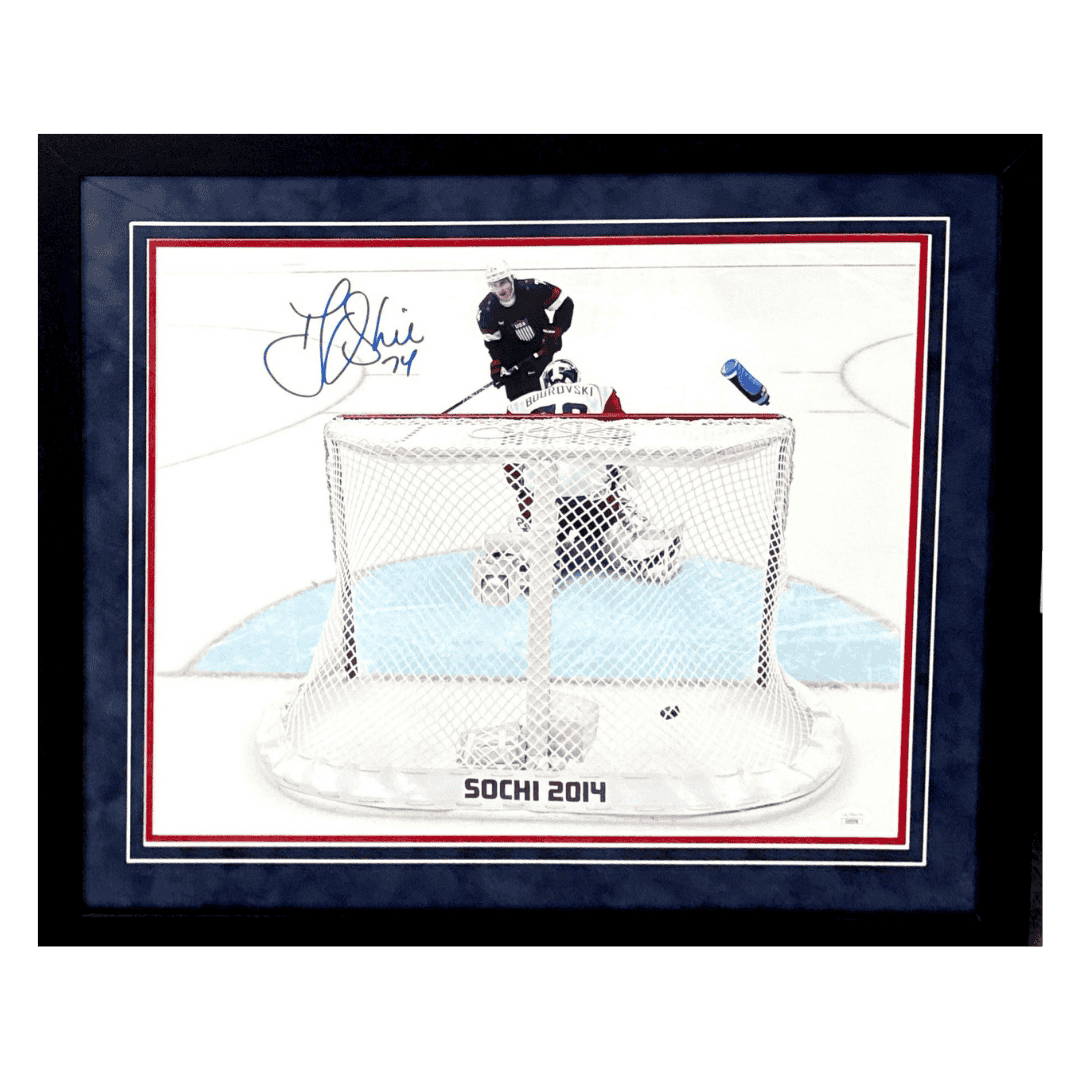 T.J. Oshie Team USA Autographed Framed 16x20 Framed Photo - JSA COA