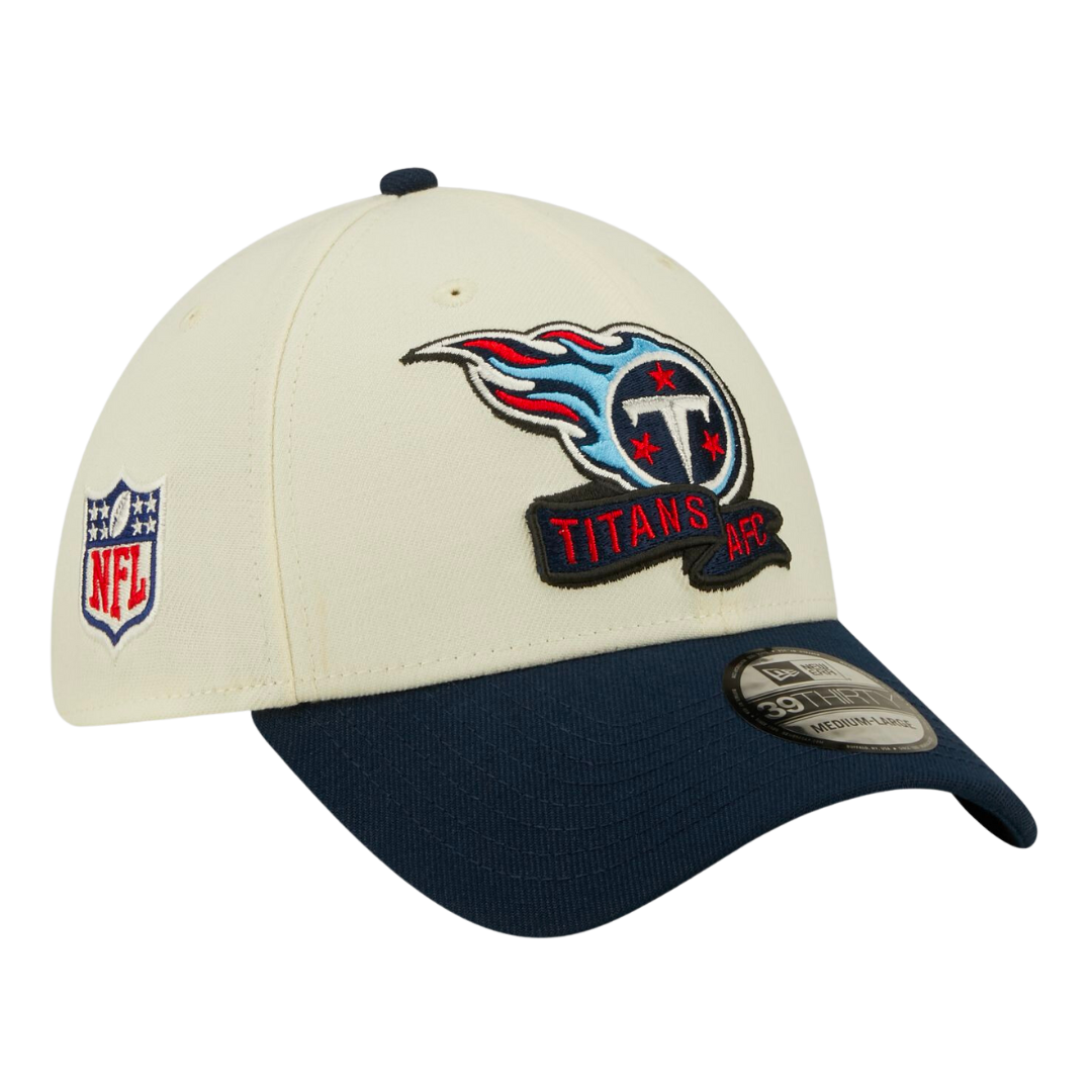 Tennessee Titans Cream/Navy 2022 Sideline 39THIRTY Flex Hat