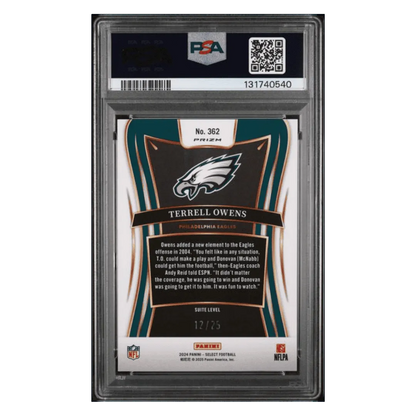Terrell Owens PSA 9 2024 Panini Select Tie-Dye Prizm #d/ 25 Card #362